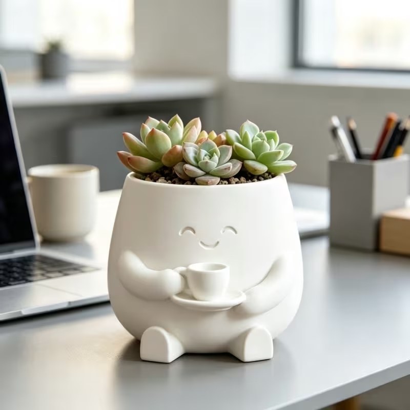 3D Printed Cute Smiling Cat Fa - Cactus Mix Pot ulasan dan harga