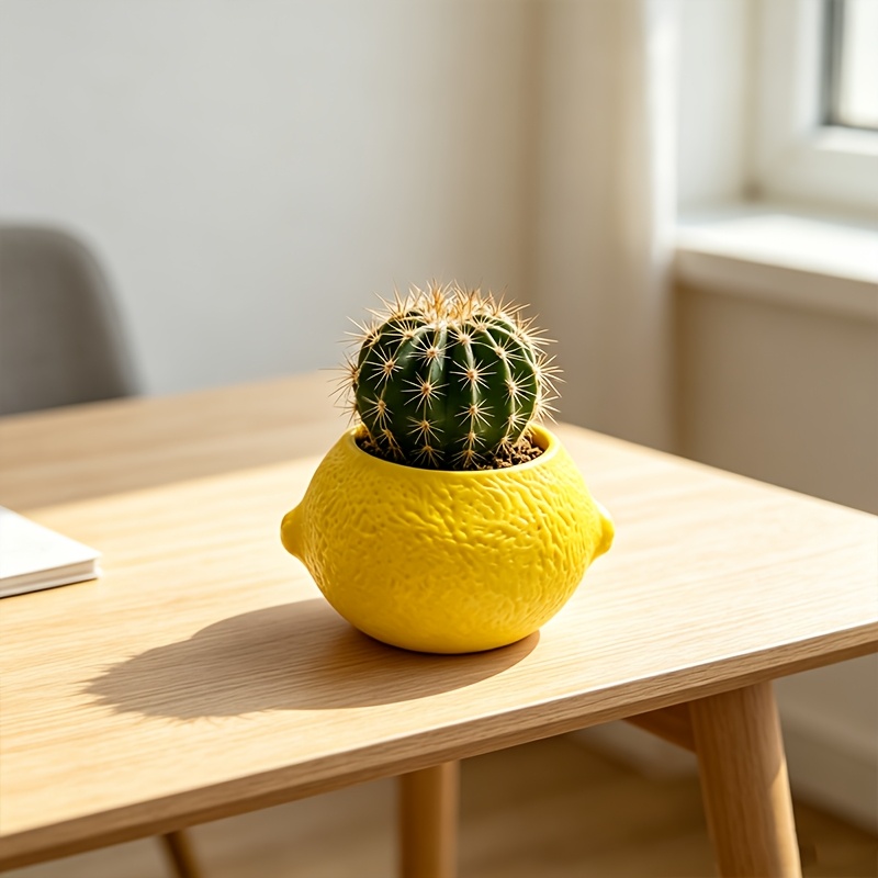 Lemon Shape Decorative Planter - Cactus Mix Pot ulasan dan harga